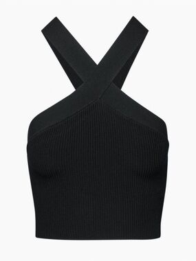 Aritzia Babaton sculpt knit cross tank top black size small
